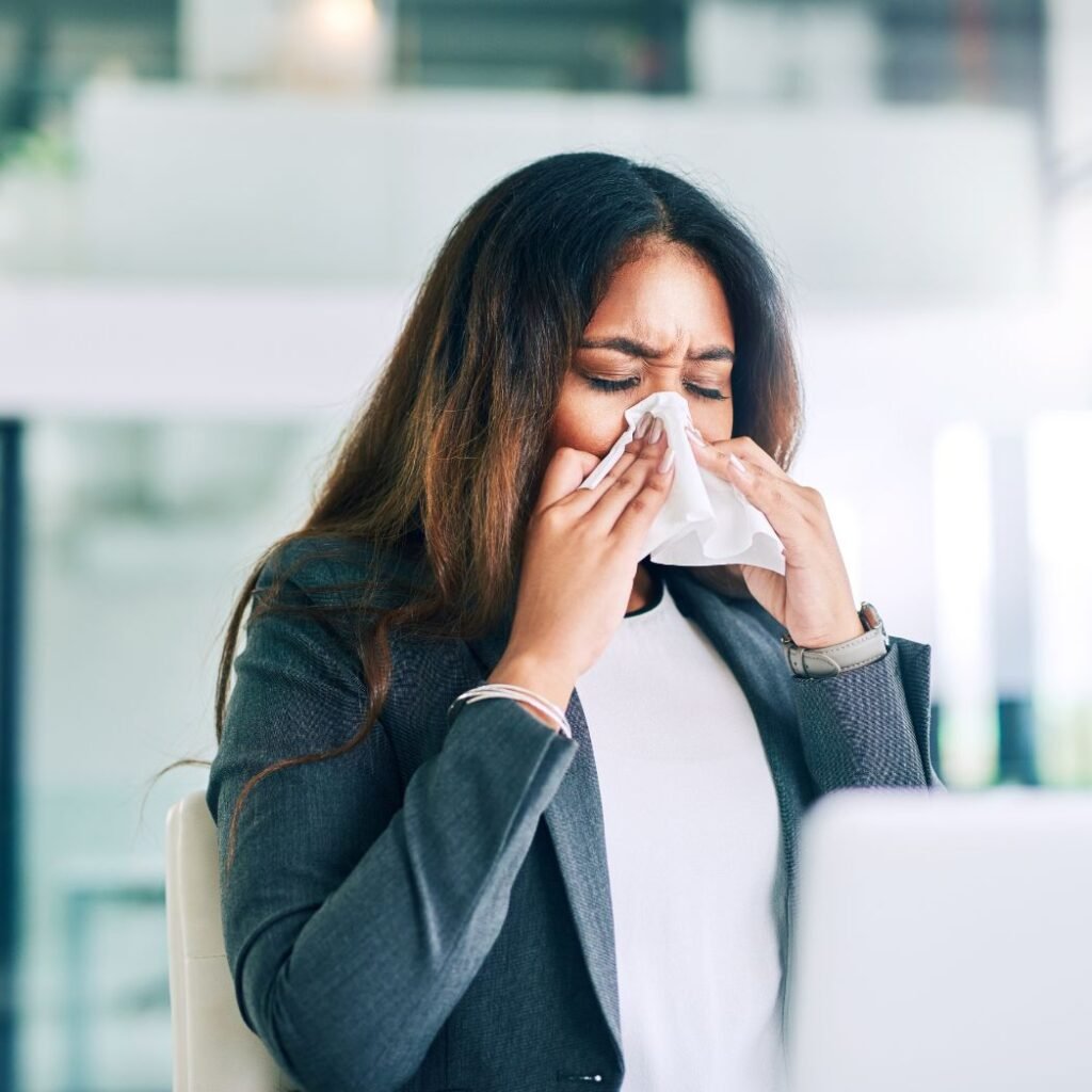 This picture depicts that a women cold Cough The Gut -Immune Connection Most People Miss