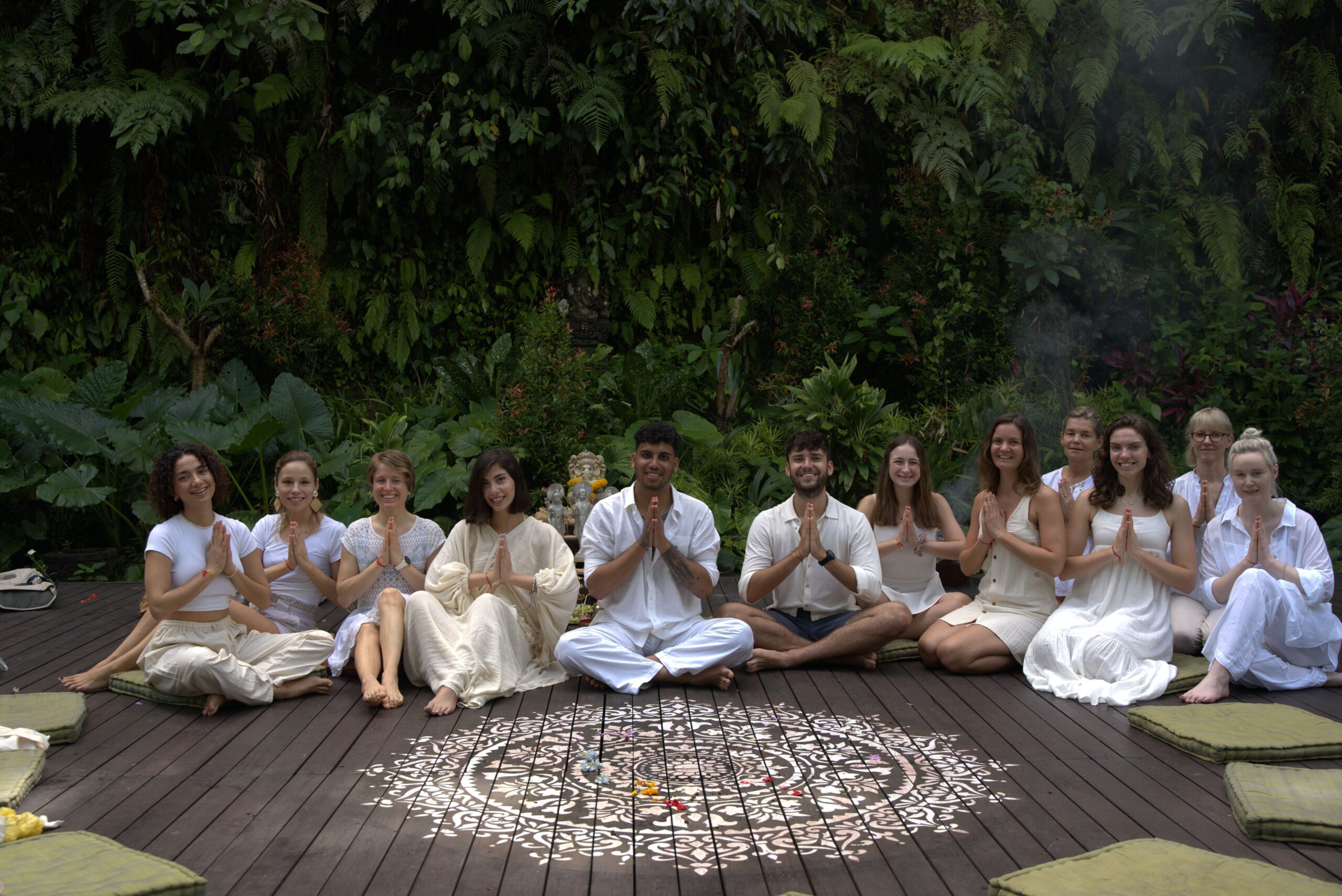 Wellness meditation group practicing mindfulness for emotional balance